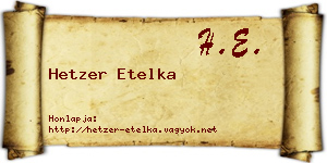 Hetzer Etelka névjegykártya